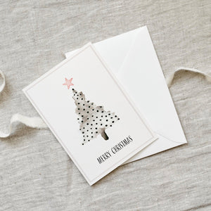 Greeting Card Christmas Tree Black Dots