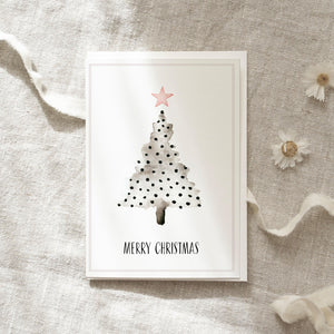 Greeting Card Christmas Tree Black Dots