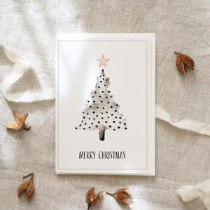 Greeting Card Christmas Tree Black Dots