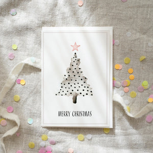 Greeting Card Christmas Tree Black Dots