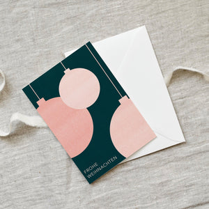 Greeting Card · Christmas Baubles · Pink