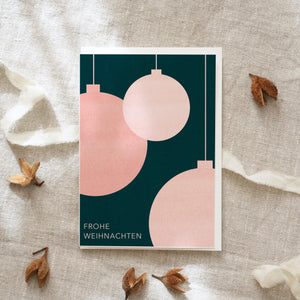 Greeting Card · Christmas Baubles · Pink