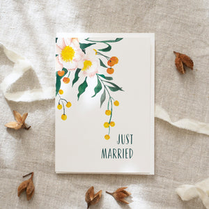 Grußkarte · Just married | Flowers