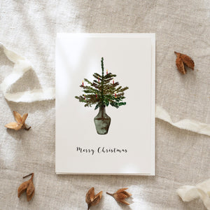 Greeting Card Christmas tree in a vase