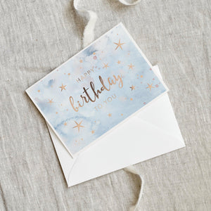 Greeting Card Happy Birthday Stars (Goldfoil)