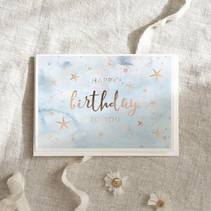 Greeting Card Happy Birthday Stars (Goldfoil)