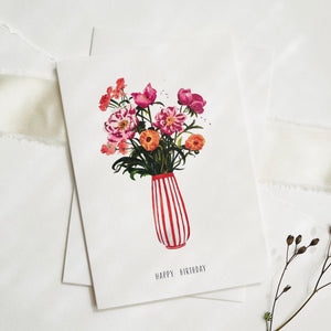 Greeting Card Happy Birthday Pink Peonies