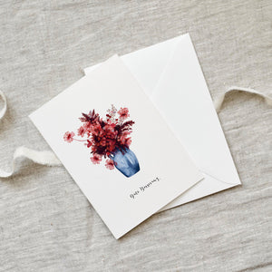 Grußkarte · Gute Besserung | Red Autumn Flowers