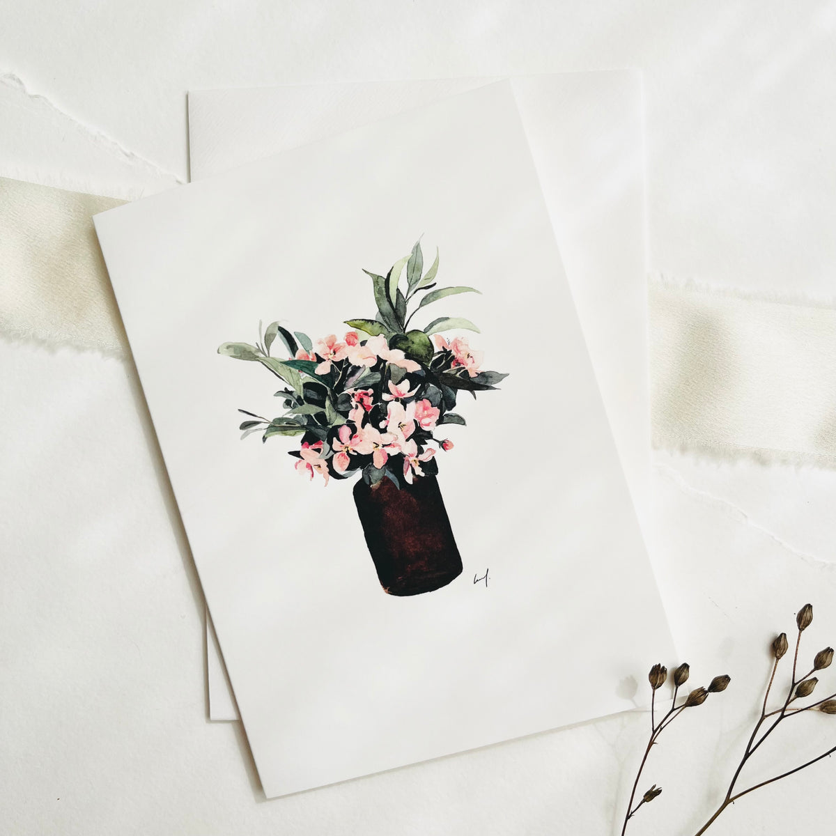 Greeting Card Hydrangea Vase