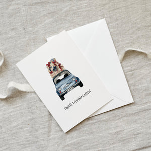 Greeting Card Christmas Car Blue