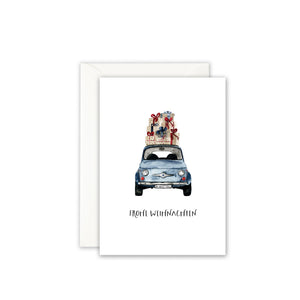 Greeting Card Christmas Car Blue