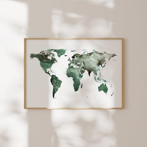 Kunstdruck - Weltkarte | World map Green