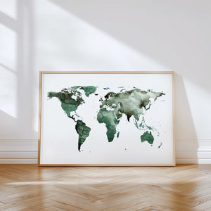 Kunstdruck - Weltkarte | World map Green