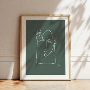 Art Print - Art Line | Hello (Dark Green)