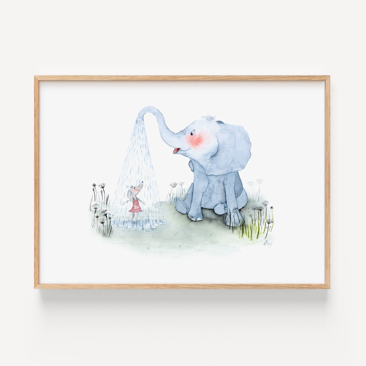 Art Print - Elephant Shower