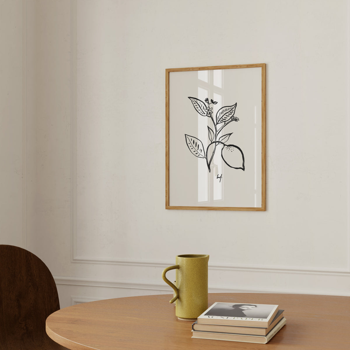 Kunstdruck - Art Line |  B/W Citrus Flower