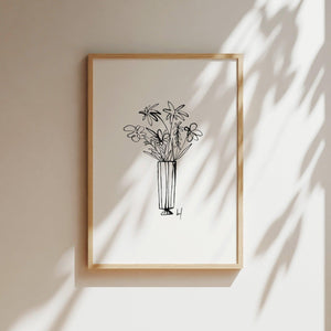 Kunstdruck - Art Line | B/W Flower Vase