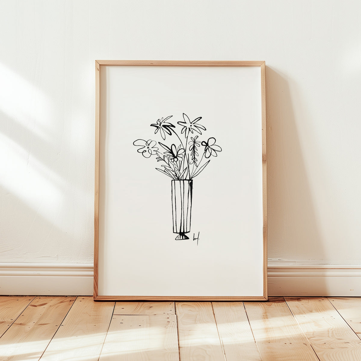 Kunstdruck - Art Line | B/W Flower Vase