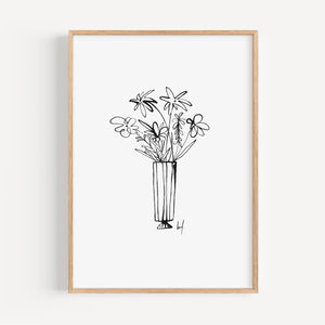 Kunstdruck - Art Line | B/W Flower Vase