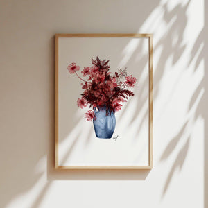 Kunstdruck - Red Autumn Flowers