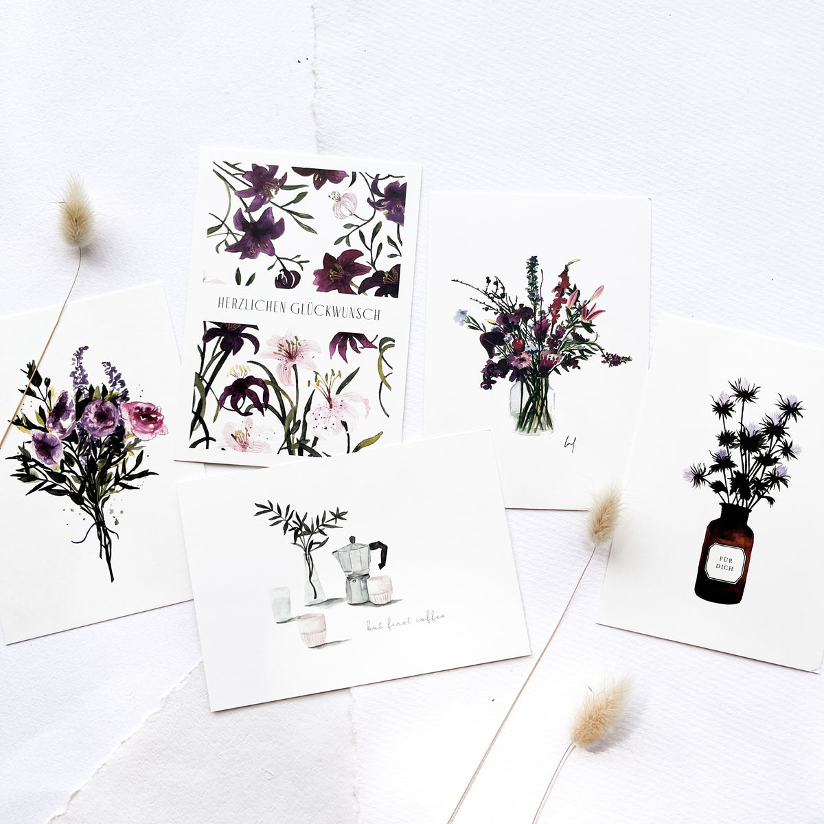 Postcard Set · Violet Flowers