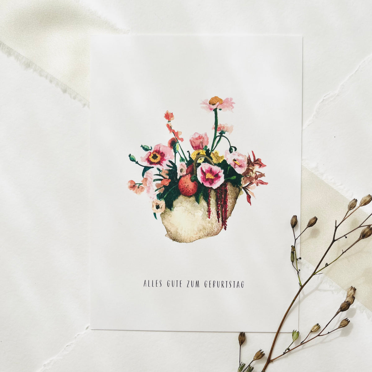 Postkarte - Blumenkorb