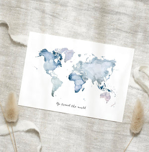 Postcard - World Map | Blue