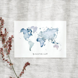 Postcard - World Map | Blue
