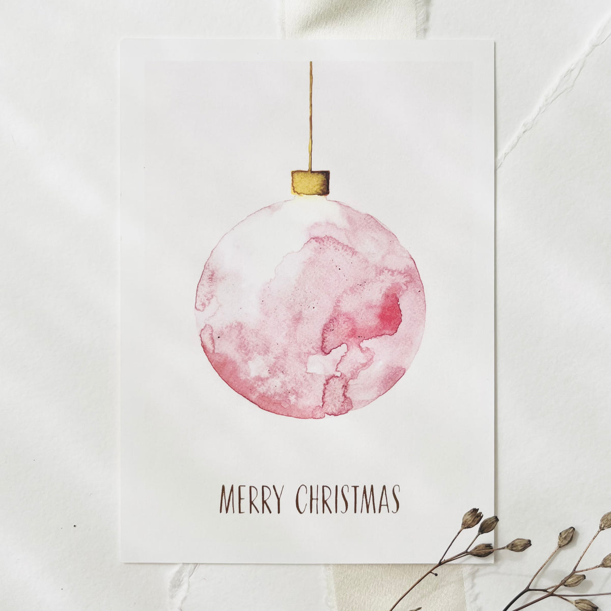 Postkarte - Rose Christmas Bauble