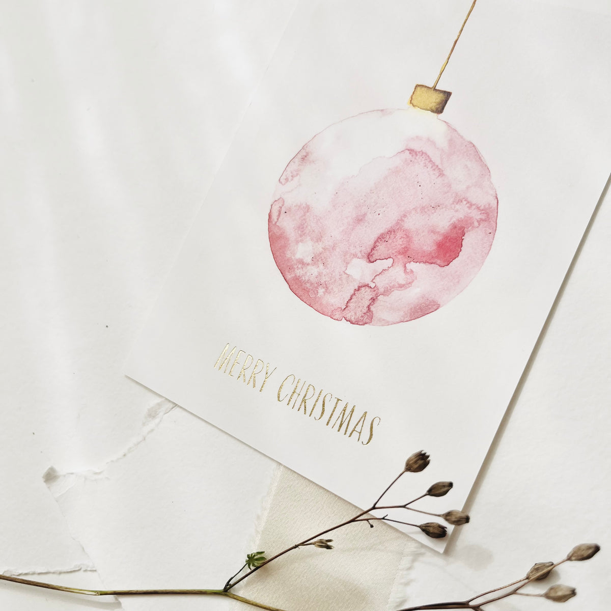 Postcard - Rose Christmas Bauble
