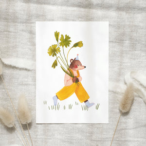 Postkarte · Bär mit Klee