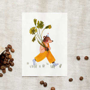 Postkarte · Bär mit Klee