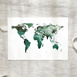 Postcard - World Map | Green