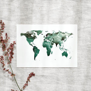 Postcard - World Map | Green