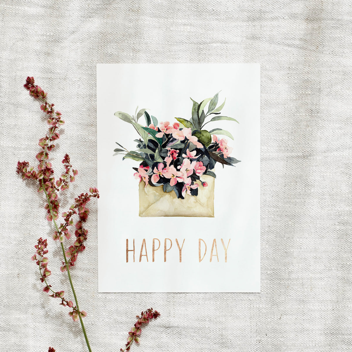 Postcard - Happy day (Goldfoil)