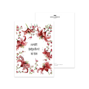 Postkarte - Red Birthday Lillies