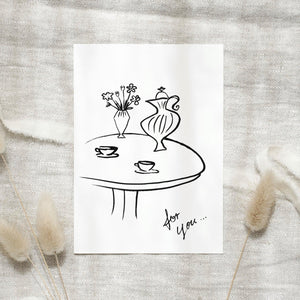 Postkarte -  B/W Coffeetable