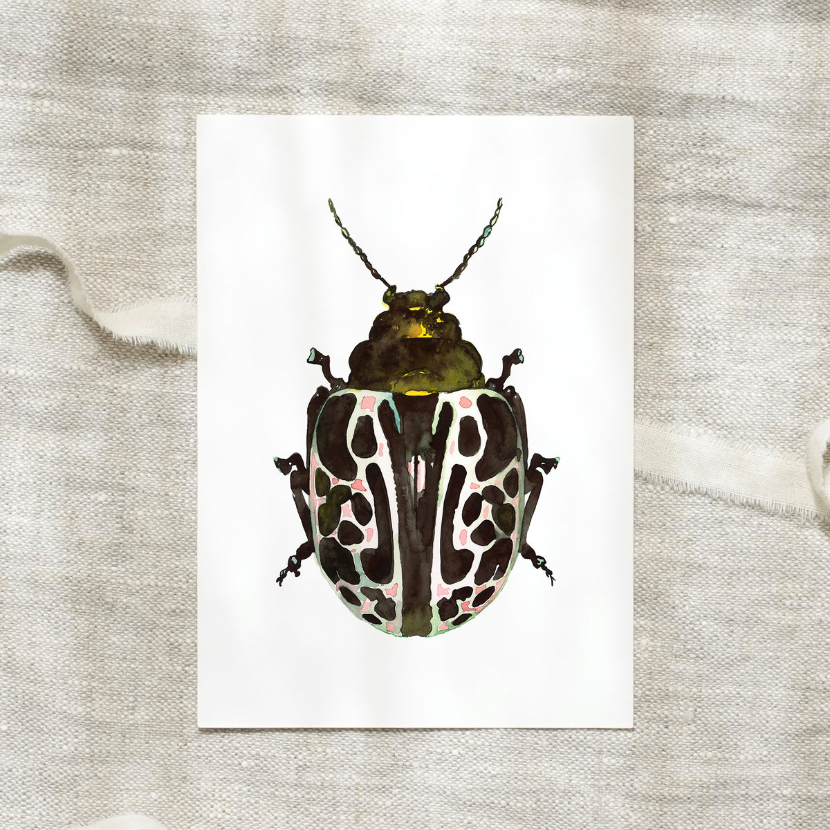 Postcard Green Beetle