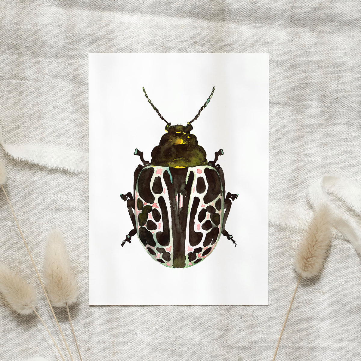 Postcard Green Beetle