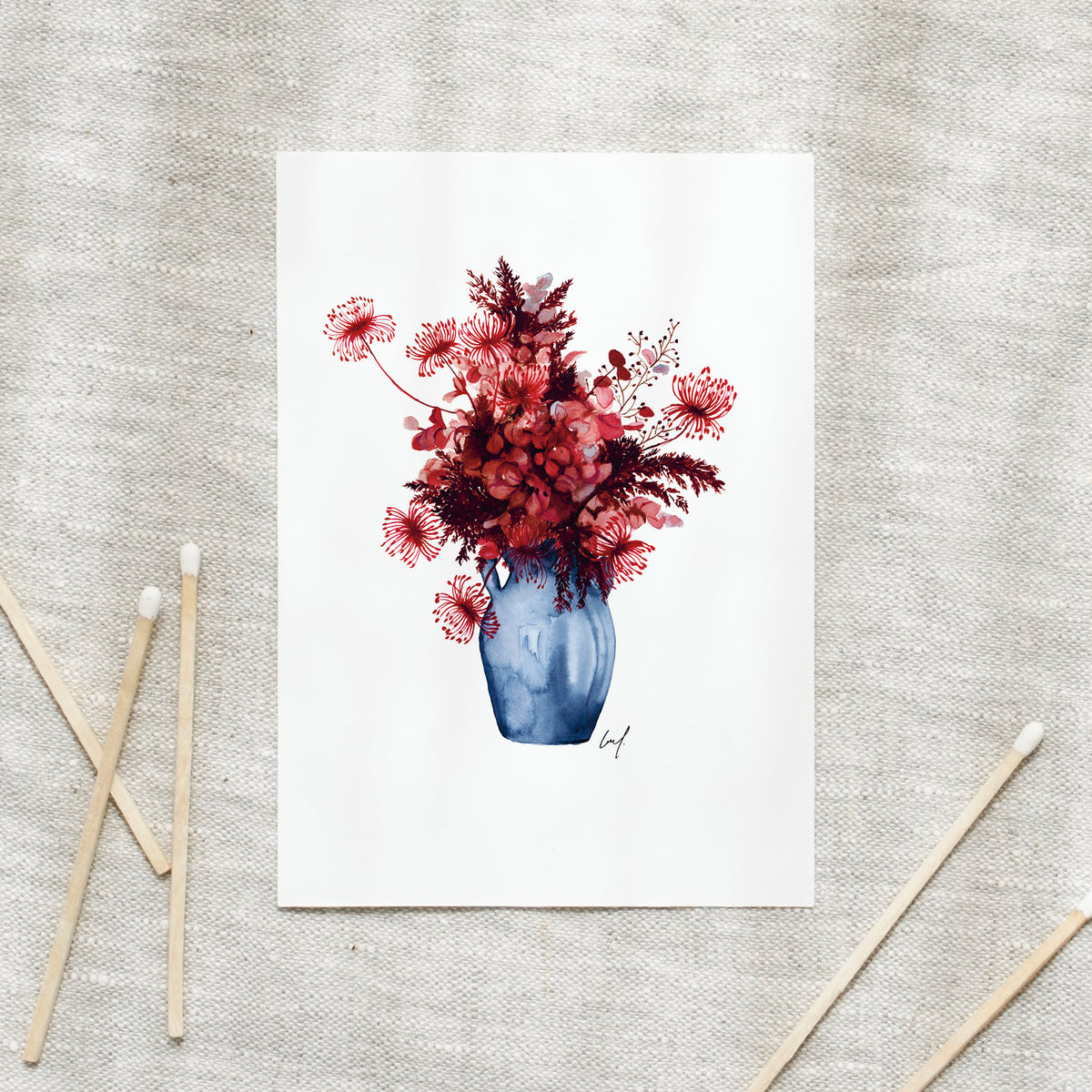 Postkarte - Red Autumn Flowers