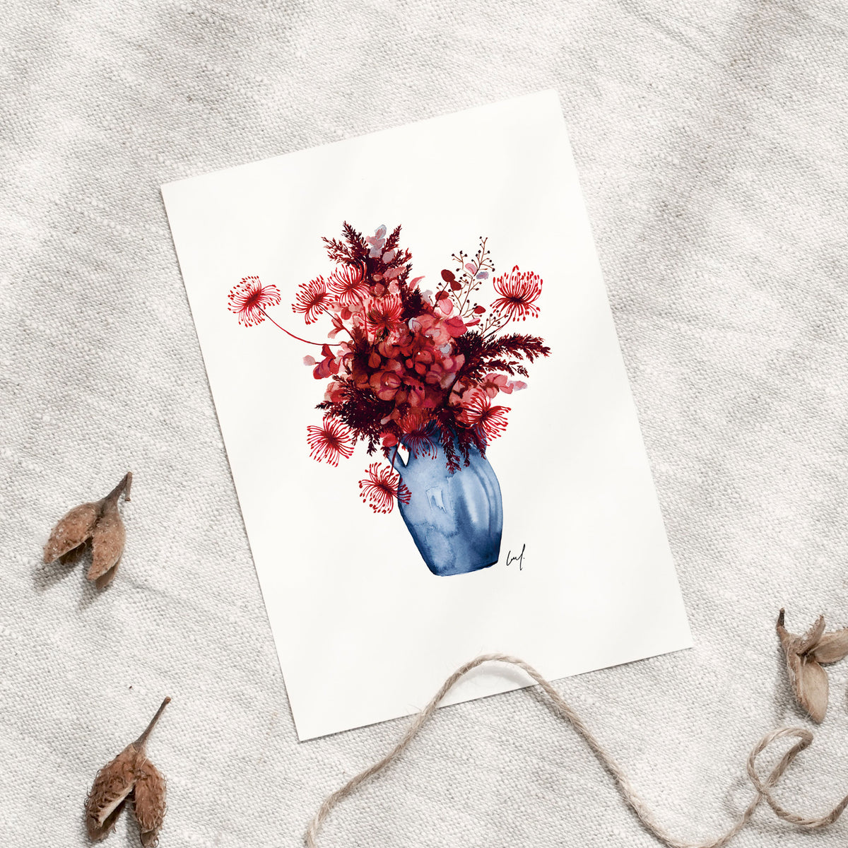 Postkarte - Red Autumn Flowers