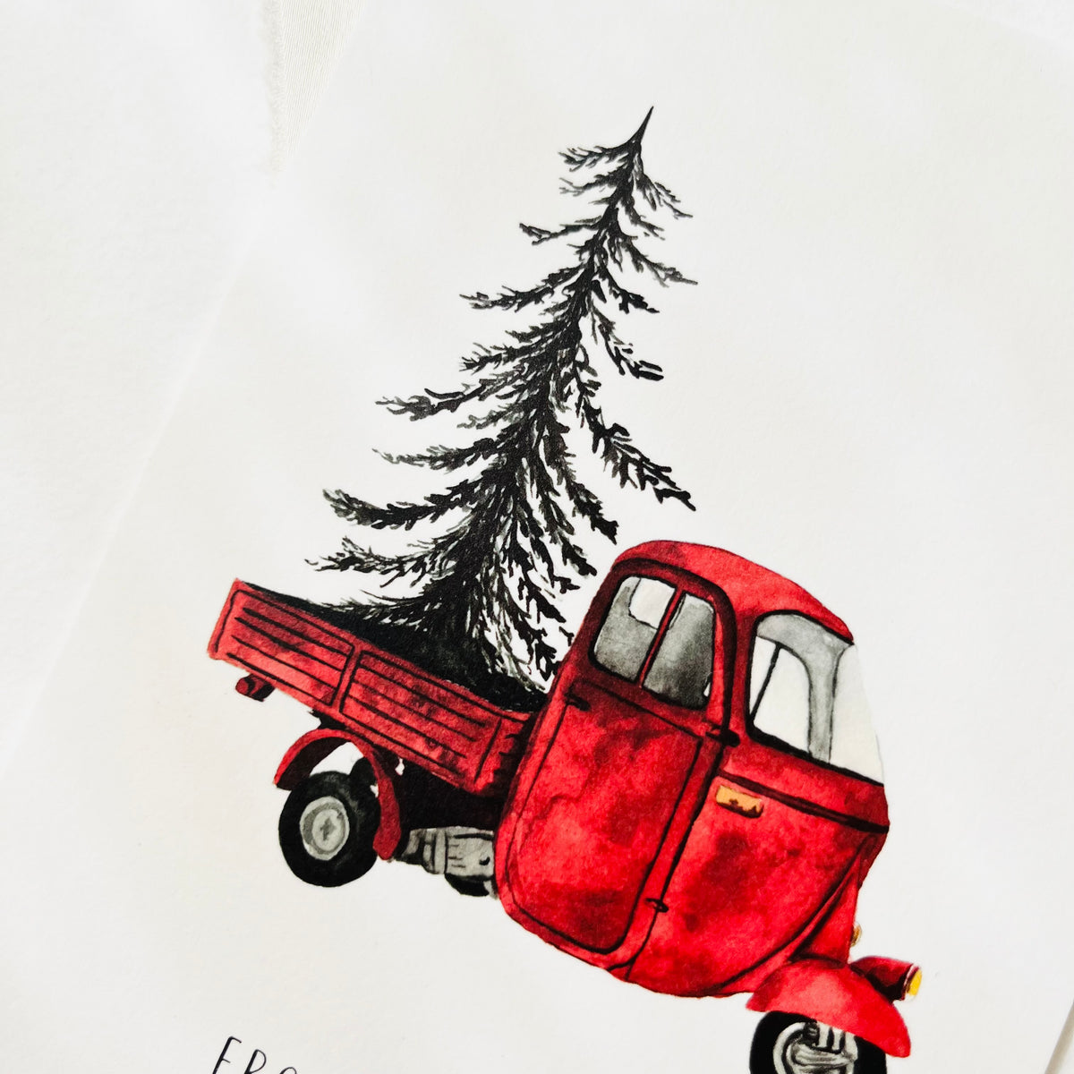 Postkarte - Red Christmas Vehicle