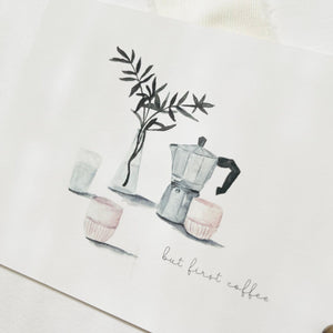 Postkarte - But first coffee