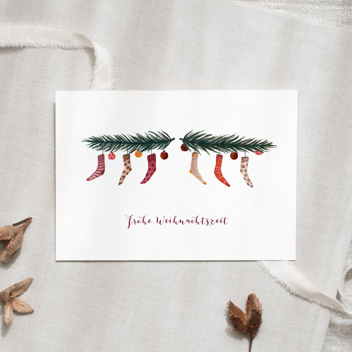 Postkarte - Weihnachtssocken