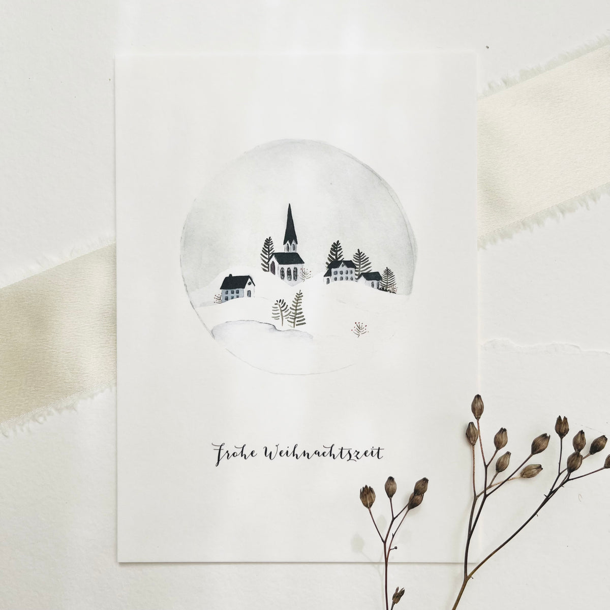 Postcard - snow globe