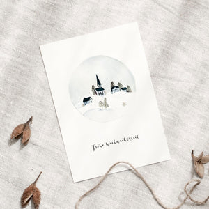 Postcard - snow globe