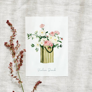 Postkarte - Blumentasche