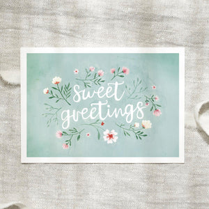 Postcard - Sweet Greetings | Green Blossoms