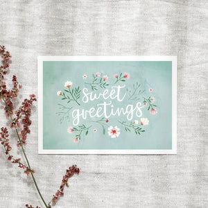 Postcard - Sweet Greetings | Green Blossoms