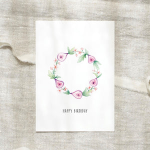 Postcard - Birthday Fig wreath